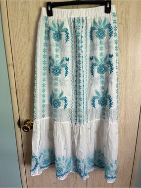 JOHNNY WAS Embroidered Bohemian Prairie Maxi Skirt Sz S